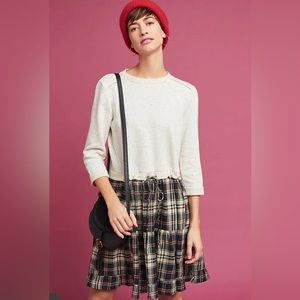 Anthropologie by Eri + Ali Sweatshirt Plaid Flannel Dress Sz-Large